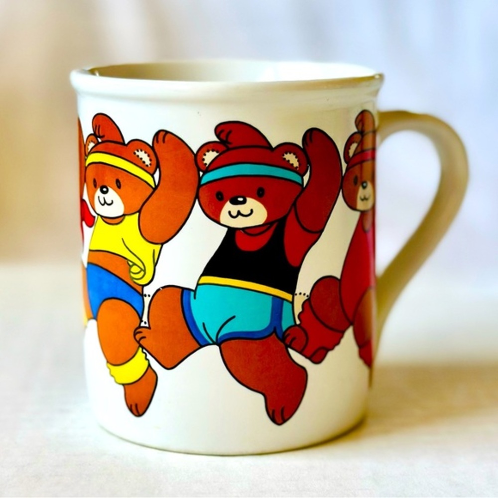 2/$10 - Vintage Retro Mug with colorful Work Out/Jazzercise Bears